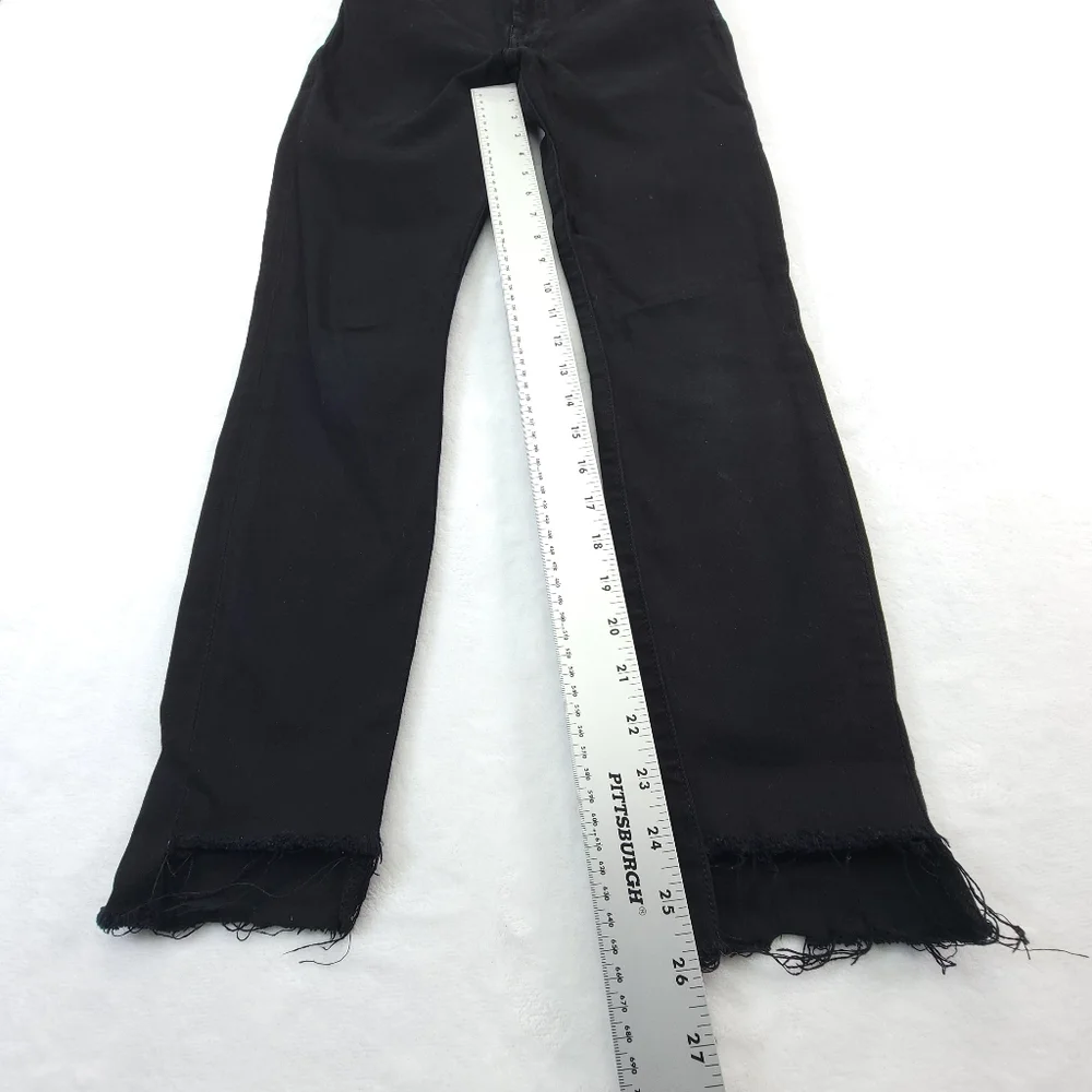 7 For All Mankind Womens Gwenevere Ankle Skinny Jeans Raw Hem Black Size 25 - Picture 6 of 10